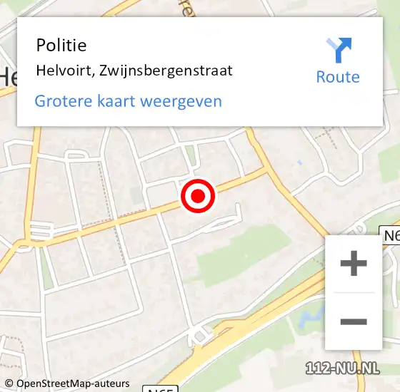 Locatie op kaart van de 112 melding: Politie Helvoirt, Zwijnsbergenstraat op 19 april 2015 08:32