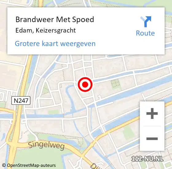 Locatie op kaart van de 112 melding: Brandweer Met Spoed Naar Edam, Keizersgracht op 19 april 2015 09:55