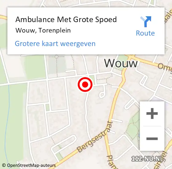 Locatie op kaart van de 112 melding: Ambulance Met Grote Spoed Naar Wouw, Torenplein op 19 april 2015 10:51