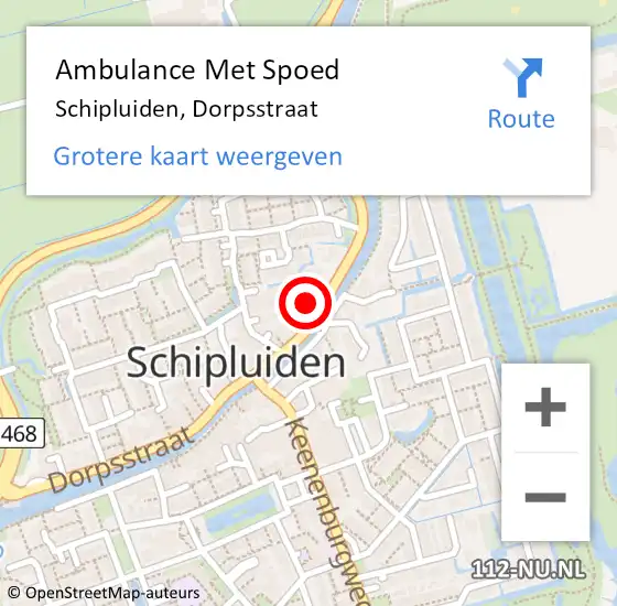 Locatie op kaart van de 112 melding: Ambulance Met Spoed Naar Schipluiden, Dorpsstraat op 19 april 2015 11:22