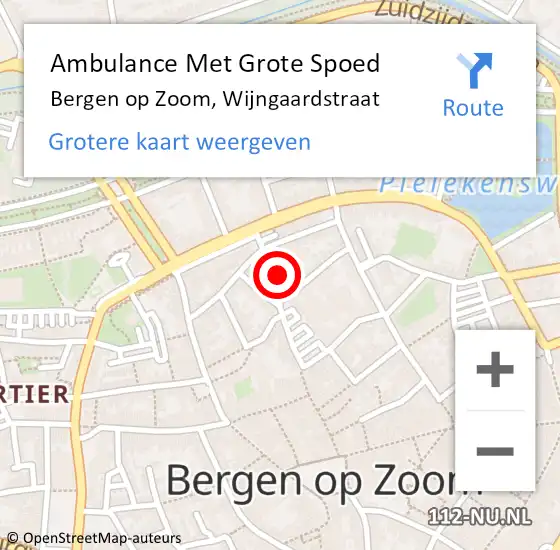 Locatie op kaart van de 112 melding: Ambulance Met Grote Spoed Naar Bergen op Zoom, Wijngaardstraat op 19 april 2015 11:56