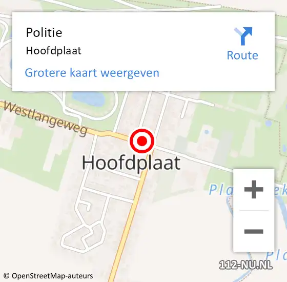 Locatie op kaart van de 112 melding: Politie Hoofdplaat op 19 april 2015 12:25