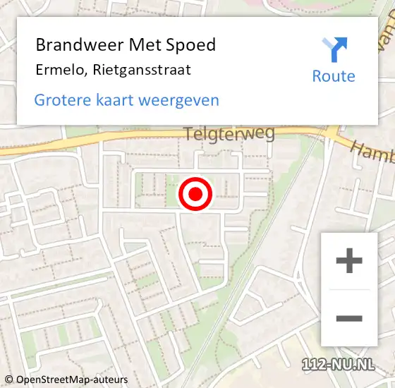 Locatie op kaart van de 112 melding: Brandweer Met Spoed Naar Ermelo, Rietgansstraat op 19 april 2015 12:34