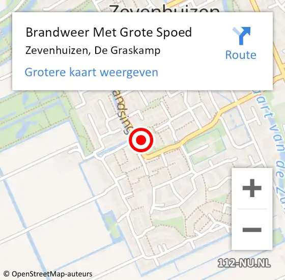 Locatie op kaart van de 112 melding: Brandweer Met Grote Spoed Naar Zevenhuizen, De Graskamp op 19 april 2015 12:39