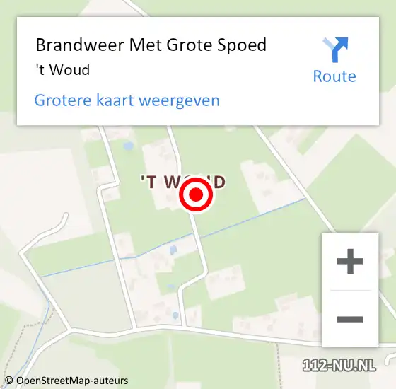 Locatie op kaart van de 112 melding: Brandweer Met Grote Spoed Naar 't Woud op 19 april 2015 13:00