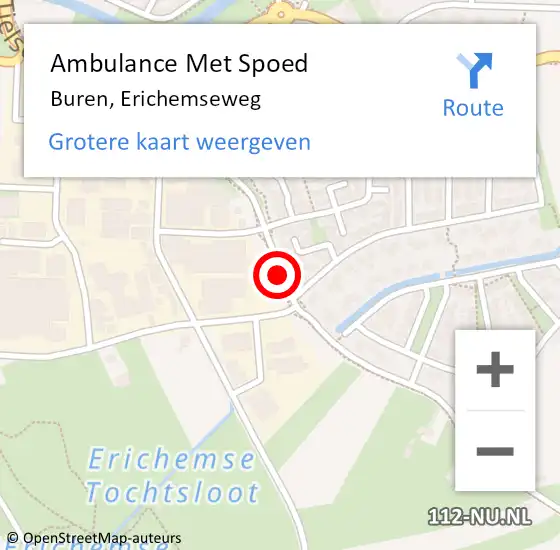 Locatie op kaart van de 112 melding: Ambulance Met Spoed Naar Buren, Erichemseweg op 19 april 2015 13:11