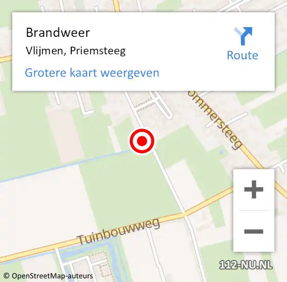 Locatie op kaart van de 112 melding: Brandweer Vlijmen, Priemsteeg op 19 april 2015 14:05