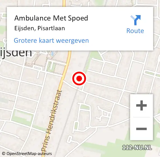 Locatie op kaart van de 112 melding: Ambulance Met Spoed Naar Eijsden, Pisartlaan op 19 april 2015 15:14