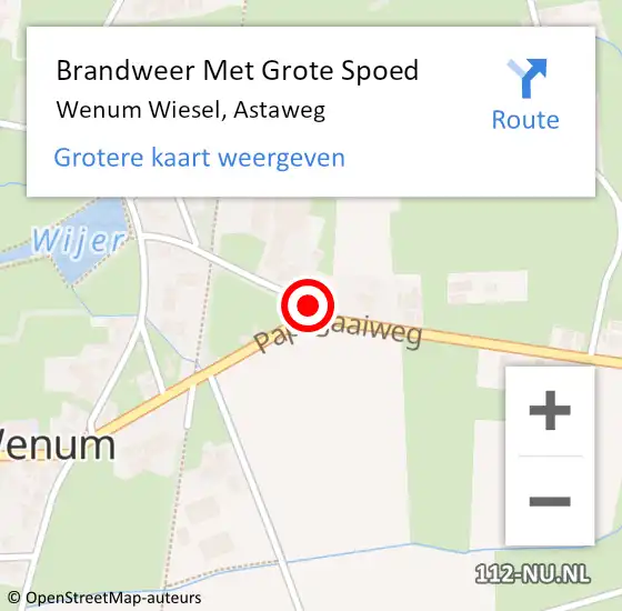 Locatie op kaart van de 112 melding: Brandweer Met Grote Spoed Naar Wenum Wiesel, Astaweg op 5 november 2013 14:12