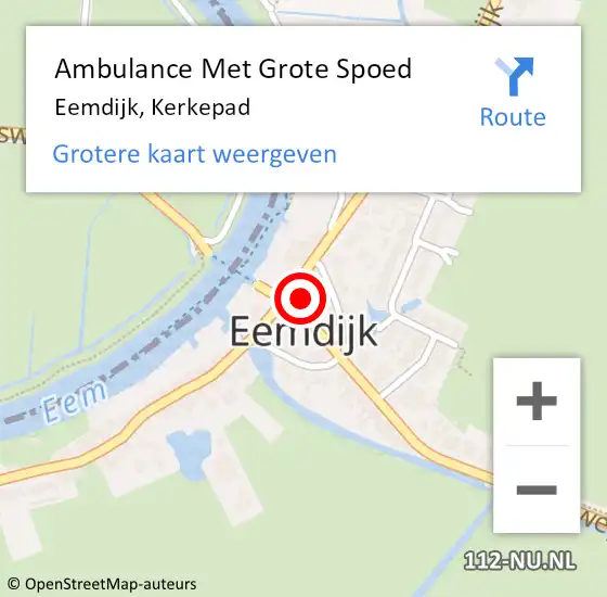 Locatie op kaart van de 112 melding: Ambulance Met Grote Spoed Naar Eemdijk, Kerkepad op 19 april 2015 15:52