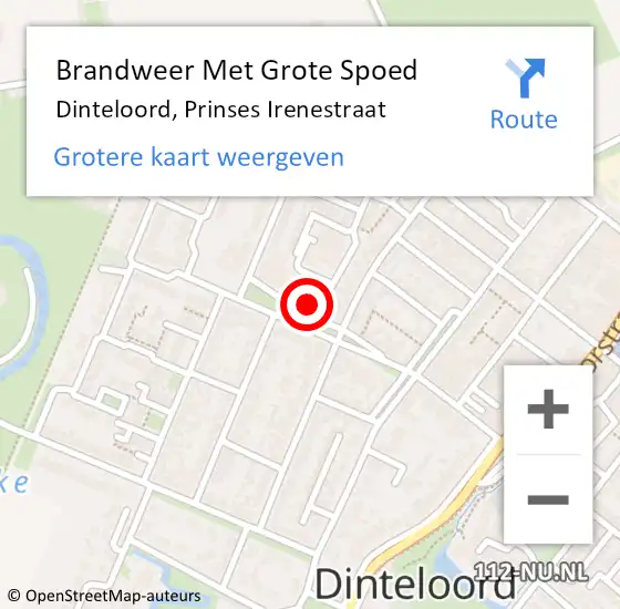 Locatie op kaart van de 112 melding: Brandweer Met Grote Spoed Naar Dinteloord, Prinses Irenestraat op 19 april 2015 16:40