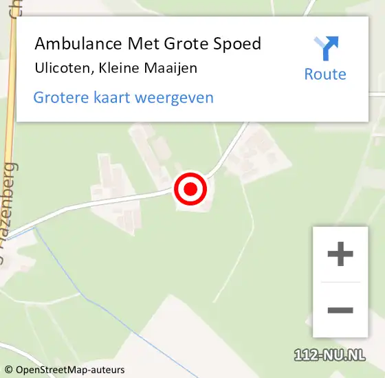 Locatie op kaart van de 112 melding: Ambulance Met Grote Spoed Naar Ulicoten, Kleine Maaijen op 19 april 2015 17:03