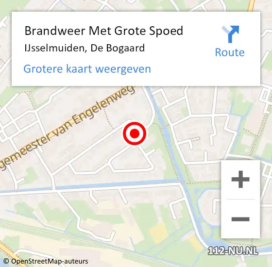 Locatie op kaart van de 112 melding: Brandweer Met Grote Spoed Naar IJsselmuiden, De Bogaard op 19 april 2015 17:05