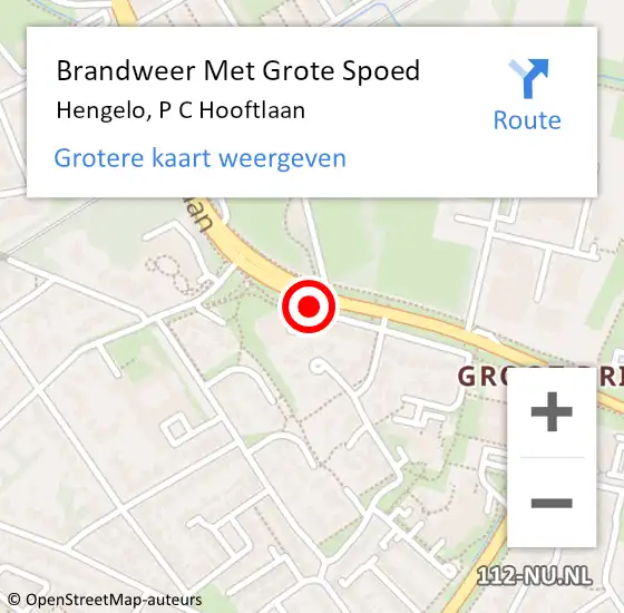 Locatie op kaart van de 112 melding: Brandweer Met Grote Spoed Naar Hengelo, P C Hooftlaan op 19 april 2015 18:02