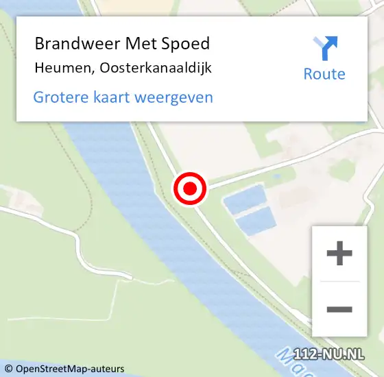 Locatie op kaart van de 112 melding: Brandweer Met Spoed Naar Heumen, Oosterkanaaldijk op 19 april 2015 19:10