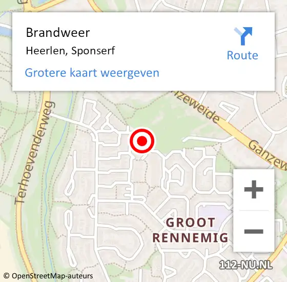 Locatie op kaart van de 112 melding: Brandweer Heerlen, Sponserf op 19 april 2015 19:20