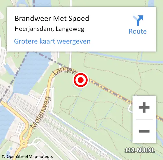 Locatie op kaart van de 112 melding: Brandweer Met Spoed Naar Heerjansdam, Langeweg op 19 april 2015 19:36