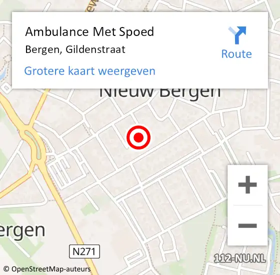 Locatie op kaart van de 112 melding: Ambulance Met Spoed Naar Bergen, Gildenstraat op 19 april 2015 20:18