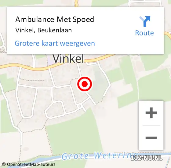 Locatie op kaart van de 112 melding: Ambulance Met Spoed Naar Vinkel, Beukenlaan op 19 april 2015 20:57