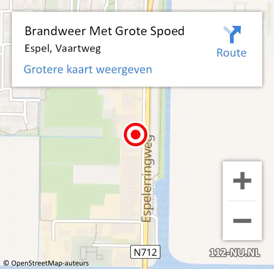 Locatie op kaart van de 112 melding: Brandweer Met Grote Spoed Naar Espel, Vaartweg op 19 april 2015 21:31