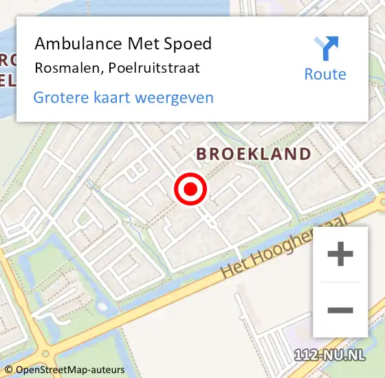 Locatie op kaart van de 112 melding: Ambulance Met Spoed Naar Rosmalen, Poelruitstraat op 19 april 2015 22:23