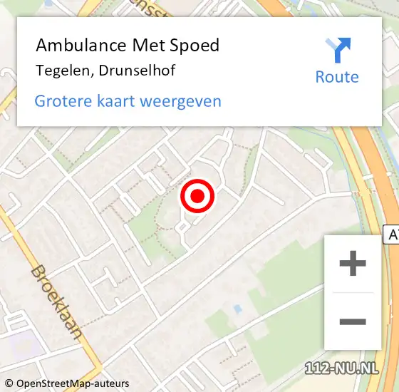 Locatie op kaart van de 112 melding: Ambulance Met Spoed Naar Tegelen, Drunselhof op 19 april 2015 22:35