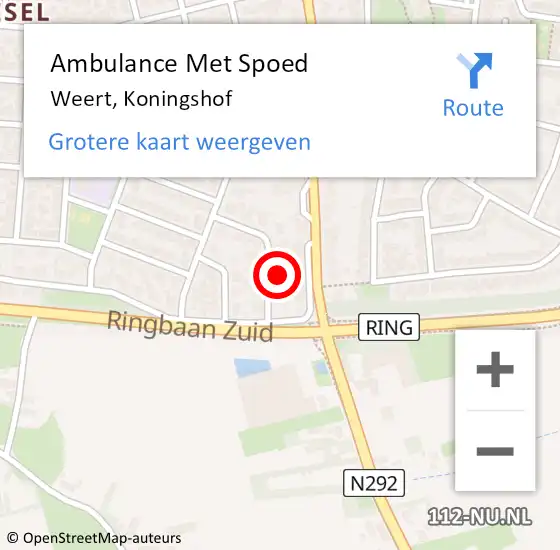 Locatie op kaart van de 112 melding: Ambulance Met Spoed Naar Weert, Koningshof op 19 april 2015 23:09