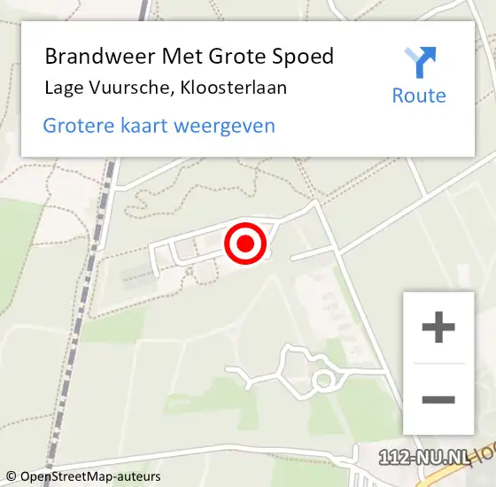 Locatie op kaart van de 112 melding: Brandweer Met Grote Spoed Naar Lage Vuursche, Kloosterlaan op 19 april 2015 23:32