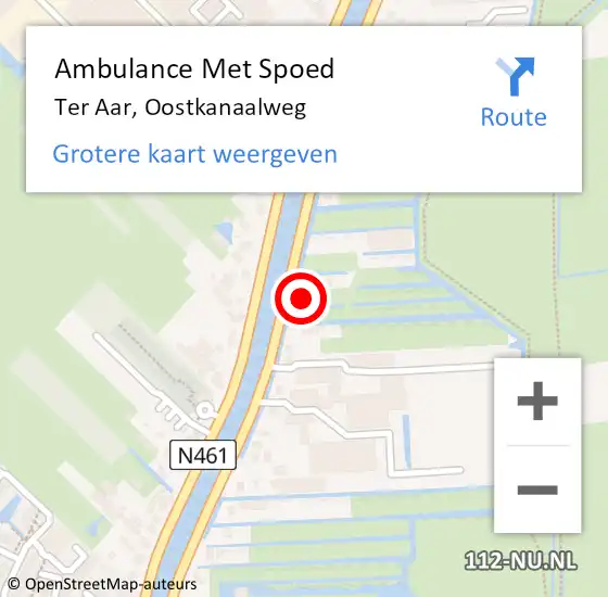 Locatie op kaart van de 112 melding: Ambulance Met Spoed Naar Ter Aar, Oostkanaalweg op 19 april 2015 23:45