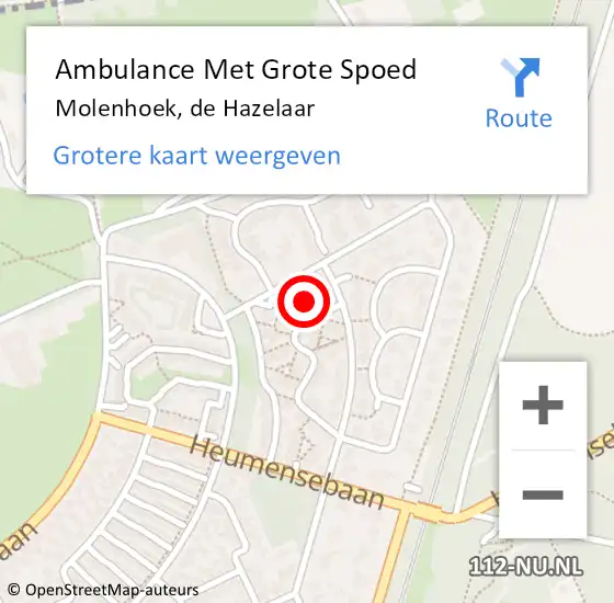 Locatie op kaart van de 112 melding: Ambulance Met Grote Spoed Naar Molenhoek, de Hazelaar op 20 april 2015 01:02