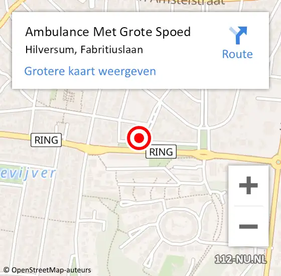 Locatie op kaart van de 112 melding: Ambulance Met Grote Spoed Naar Hilversum, Fabritiuslaan op 20 april 2015 03:29
