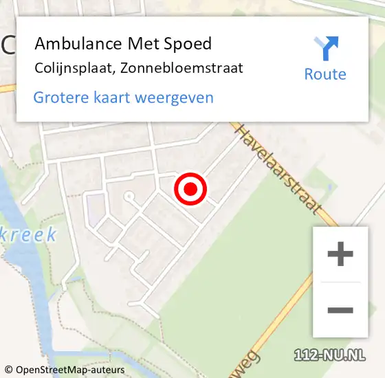 Locatie op kaart van de 112 melding: Ambulance Met Spoed Naar Colijnsplaat, Zonnebloemstraat op 20 april 2015 04:39