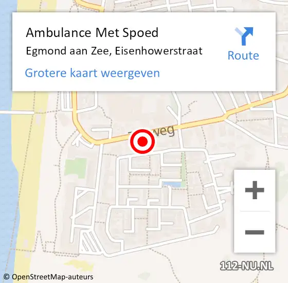 Locatie op kaart van de 112 melding: Ambulance Met Spoed Naar Egmond aan Zee, Eisenhowerstraat op 20 april 2015 06:45