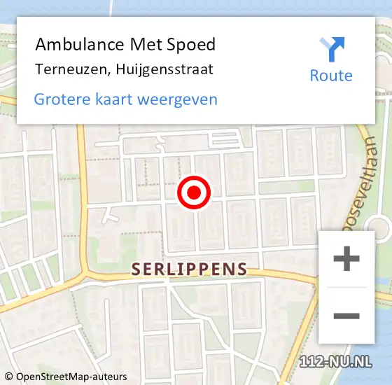 Locatie op kaart van de 112 melding: Ambulance Met Spoed Naar Terneuzen, Huijgensstraat op 20 april 2015 07:15