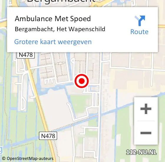 Locatie op kaart van de 112 melding: Ambulance Met Spoed Naar Bergambacht, Het Wapenschild op 20 april 2015 07:36