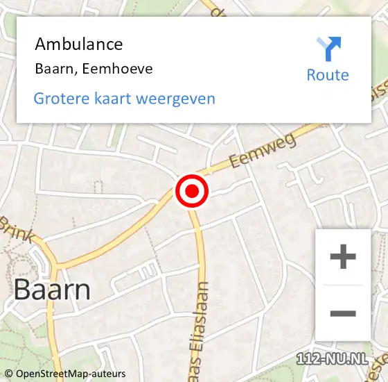 Locatie op kaart van de 112 melding: Ambulance Baarn, Eemhoeve op 5 november 2013 15:12