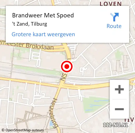 Locatie op kaart van de 112 melding: Brandweer Met Spoed Naar 't Zand, Tilburg op 20 april 2015 08:03