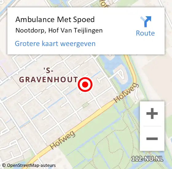 Locatie op kaart van de 112 melding: Ambulance Met Spoed Naar Nootdorp, Hof Van Teijlingen op 20 april 2015 08:13