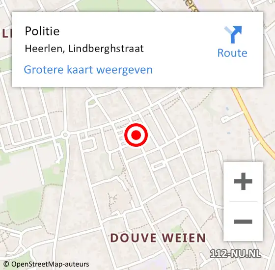 Locatie op kaart van de 112 melding: Politie Heerlen, Lindberghstraat op 20 april 2015 08:37