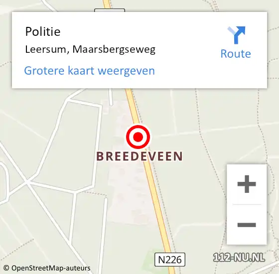 Locatie op kaart van de 112 melding: Politie Leersum, Maarsbergseweg op 5 november 2013 15:16