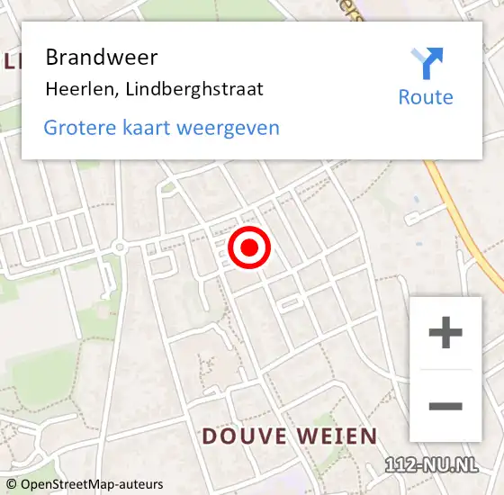 Locatie op kaart van de 112 melding: Brandweer Heerlen, Lindberghstraat op 20 april 2015 08:47