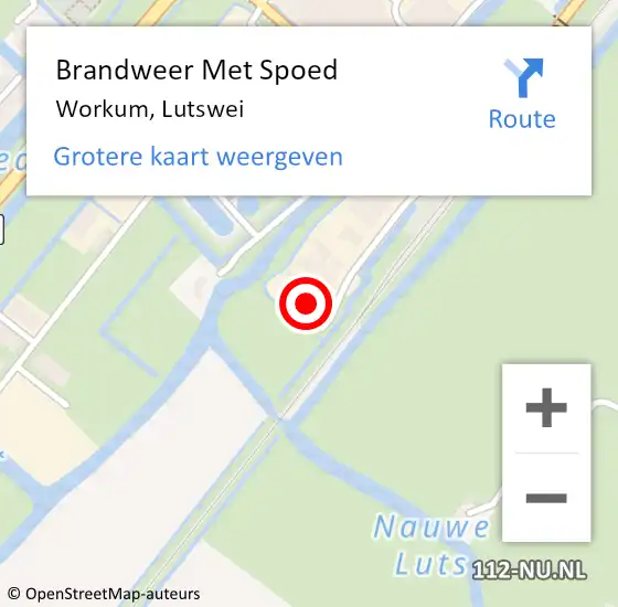 Locatie op kaart van de 112 melding: Brandweer Met Spoed Naar Workum, Lutswei op 20 april 2015 09:15