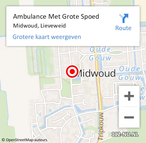 Locatie op kaart van de 112 melding: Ambulance Met Grote Spoed Naar Midwoud, Lieveweid op 20 april 2015 09:20