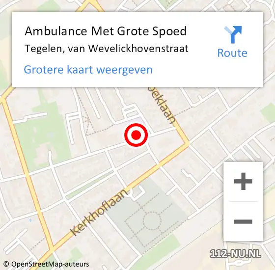 Locatie op kaart van de 112 melding: Ambulance Met Grote Spoed Naar Tegelen, van Wevelickhovenstraat op 20 april 2015 09:30