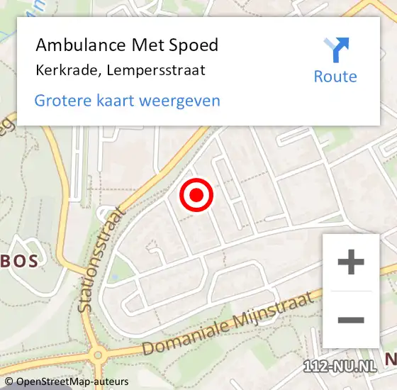 Locatie op kaart van de 112 melding: Ambulance Met Spoed Naar Kerkrade, Lempersstraat op 5 november 2013 15:27