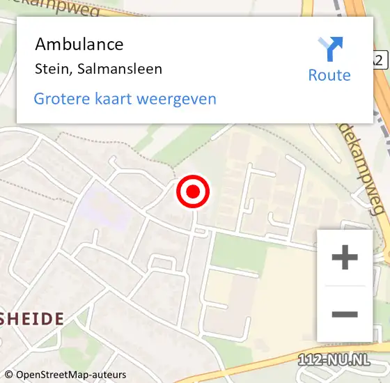 Locatie op kaart van de 112 melding: Ambulance Stein, Salmansleen op 20 april 2015 10:24