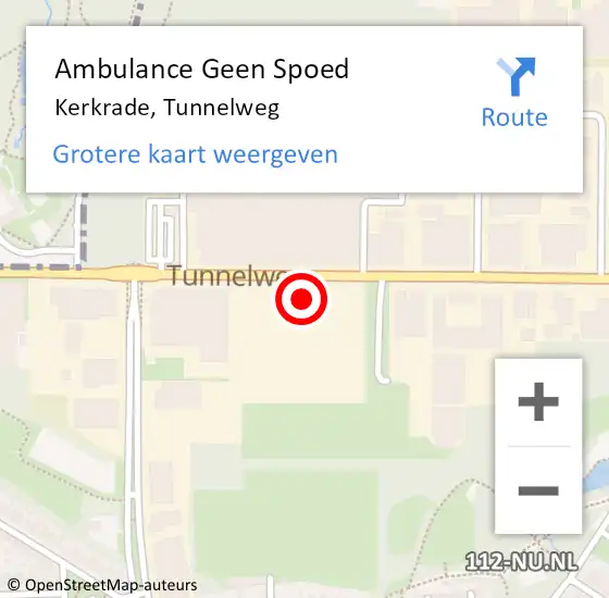 Locatie op kaart van de 112 melding: Ambulance Geen Spoed Naar Kerkrade, Tunnelweg op 20 april 2015 10:35