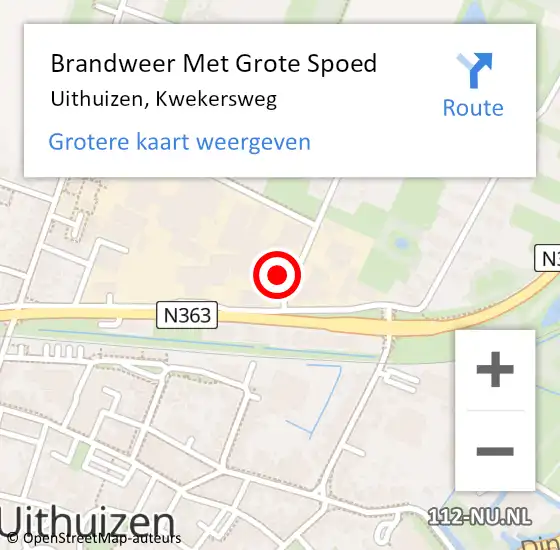 Locatie op kaart van de 112 melding: Brandweer Met Grote Spoed Naar Uithuizen, Kwekersweg op 20 april 2015 11:49