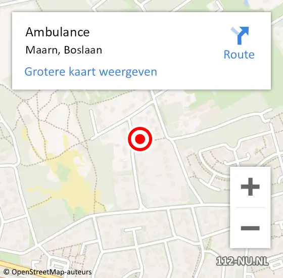 Locatie op kaart van de 112 melding: Ambulance Maarn, Boslaan op 20 april 2015 12:46