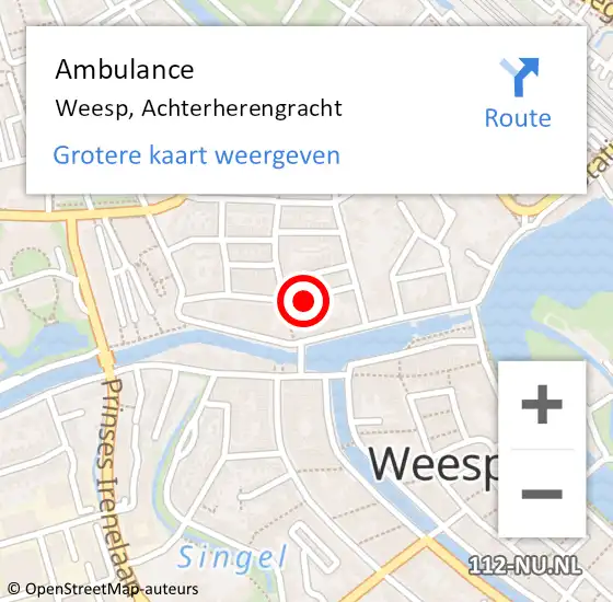 Locatie op kaart van de 112 melding: Ambulance Weesp, Achterherengracht op 20 april 2015 12:48